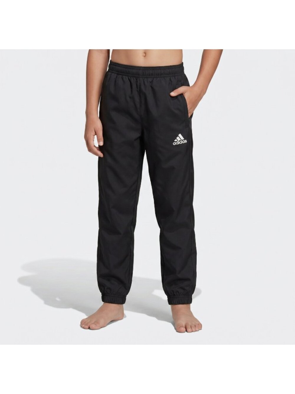 Adidas Unisex Boy's Girl's Black Nylon Windbreaker Track Pants in size 9-10